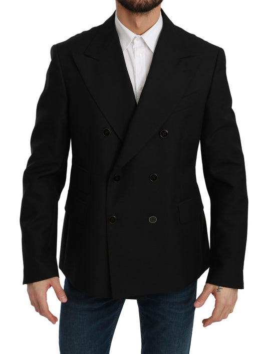 Dolce & Gabbana Black Slim Fit Jacket Coat Wool Blazer Dolce & Gabbana