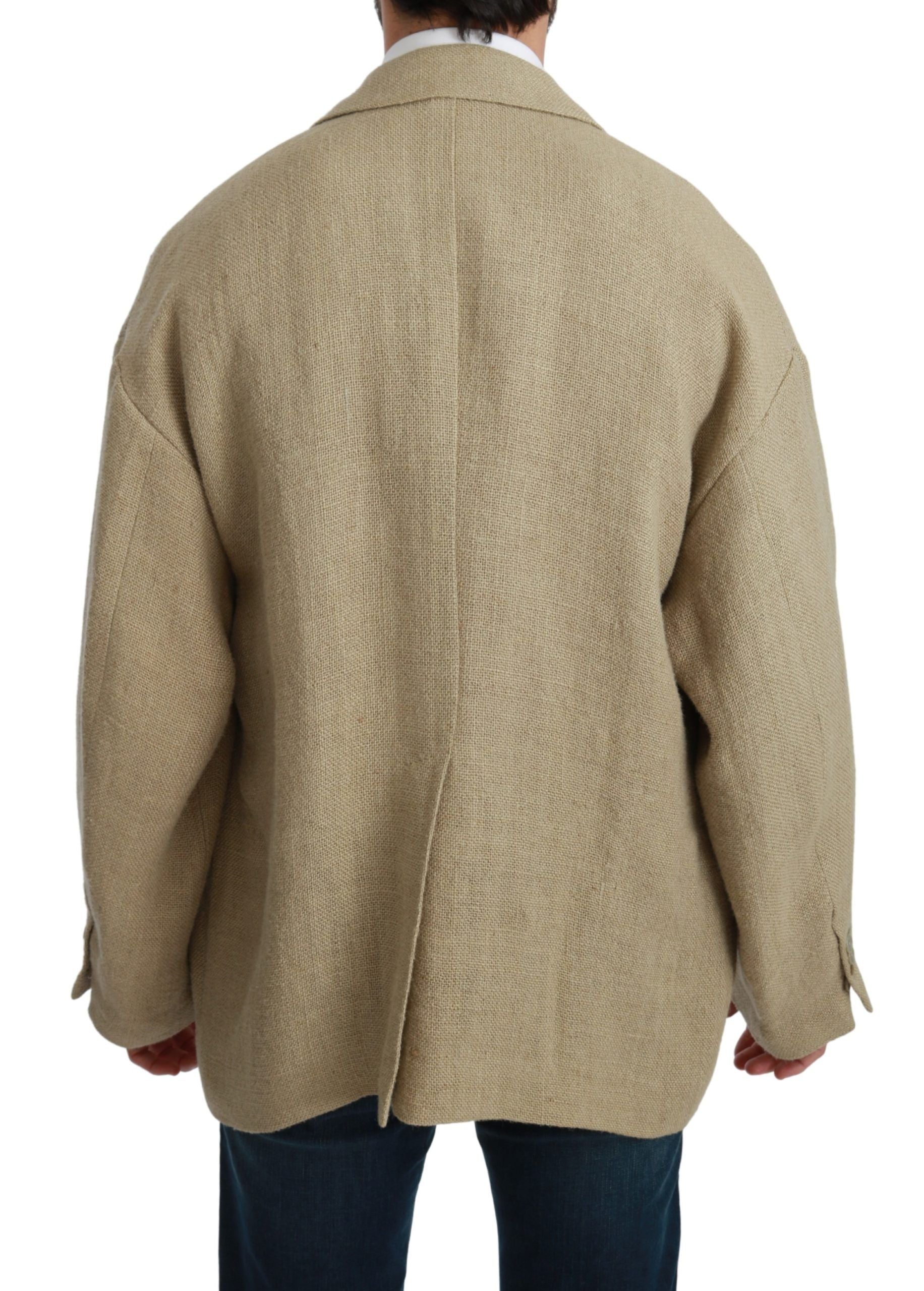 Dolce & Gabbana Beige Jacket Coat 100% Jute Blazer Coat Dolce & Gabbana