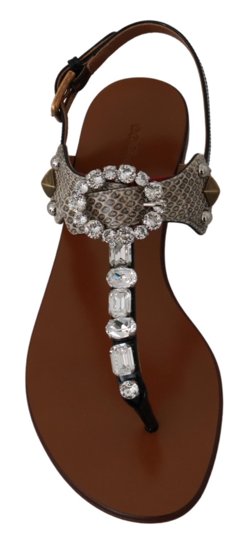 Dolce & Gabbana Leather Ayers Crystal Sandals Flip Flops Shoes Dolce & Gabbana