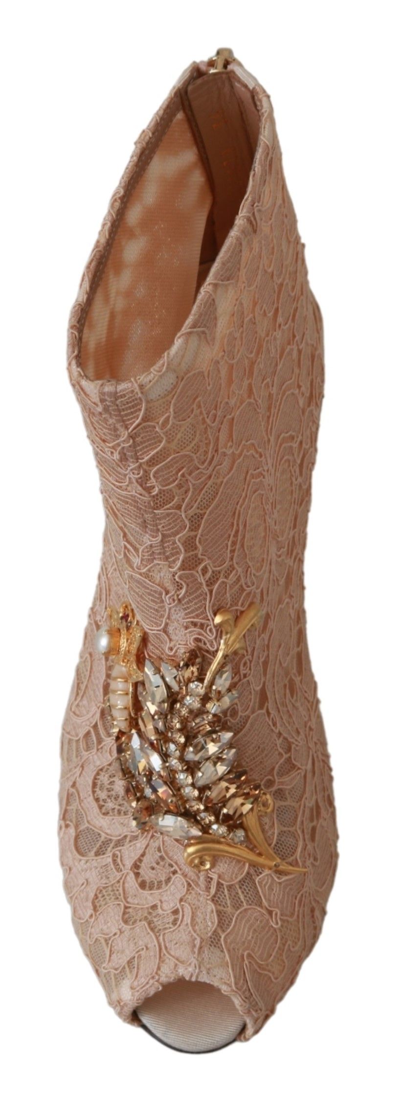 Dolce & Gabbana Pink Crystal Lace Booties Stilettos Shoes Dolce & Gabbana