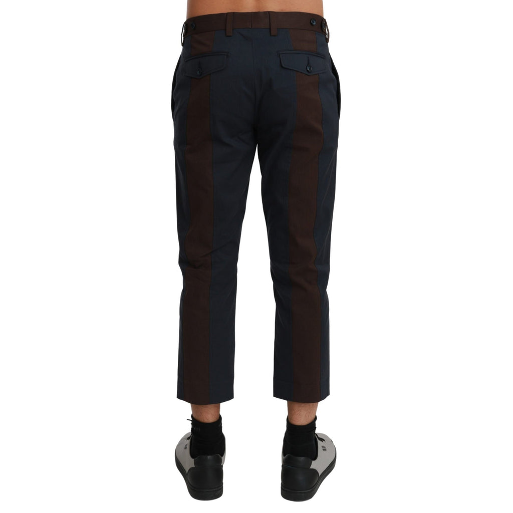 Dolce & Gabbana Brown Stripes Cropped Trousers Pants