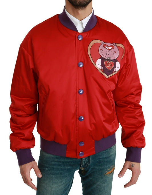 Dolce & Gabbana Red YEAR OF THE PIG Bomber Jacket Dolce & Gabbana