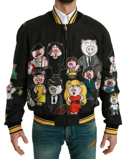 Dolce & Gabbana Black YEAR OF THE PIG Bomber Jacket Dolce & Gabbana