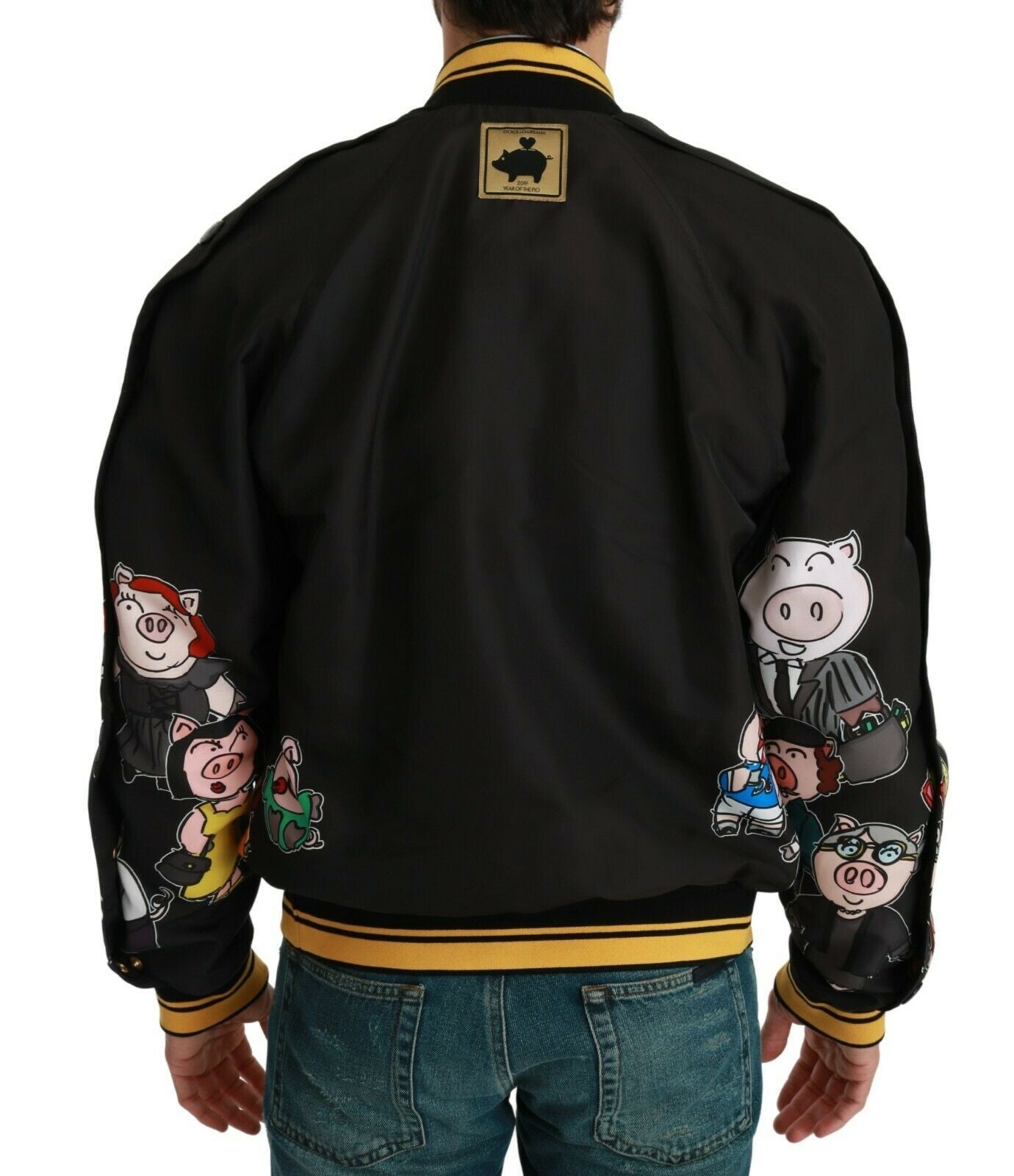 Dolce & Gabbana Black YEAR OF THE PIG Bomber Jacket Dolce & Gabbana