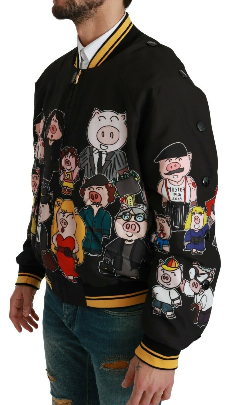 Dolce & Gabbana Black YEAR OF THE PIG Bomber Jacket Dolce & Gabbana