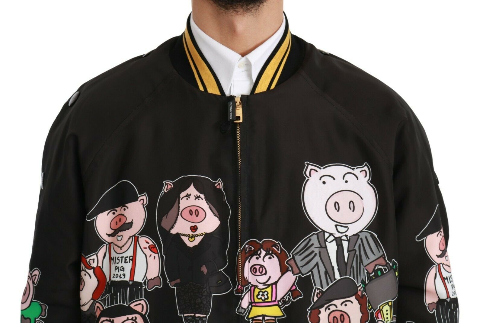 Dolce & Gabbana Black YEAR OF THE PIG Bomber Jacket Dolce & Gabbana