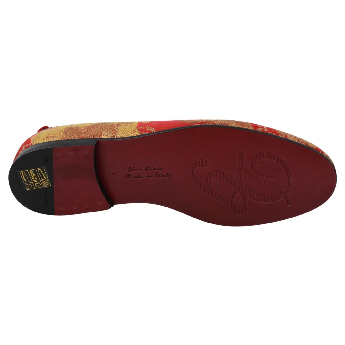Dolce & Gabbana Red Gold Brocade Slippers Loafers Shoes