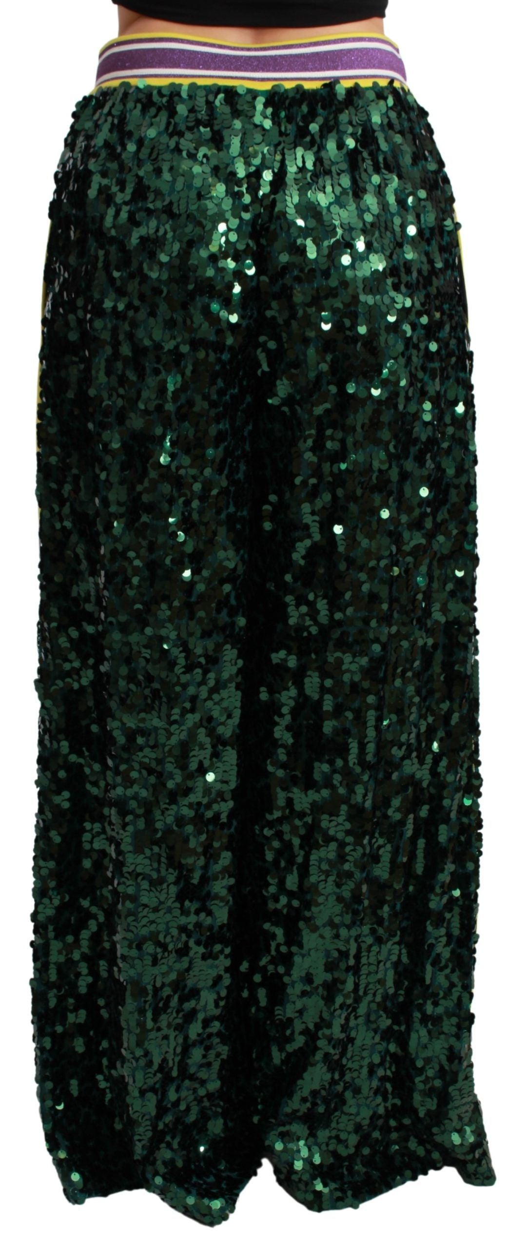 Dolce & Gabbana Green Sequin Trousers Queens Angel Pants Dolce & Gabbana
