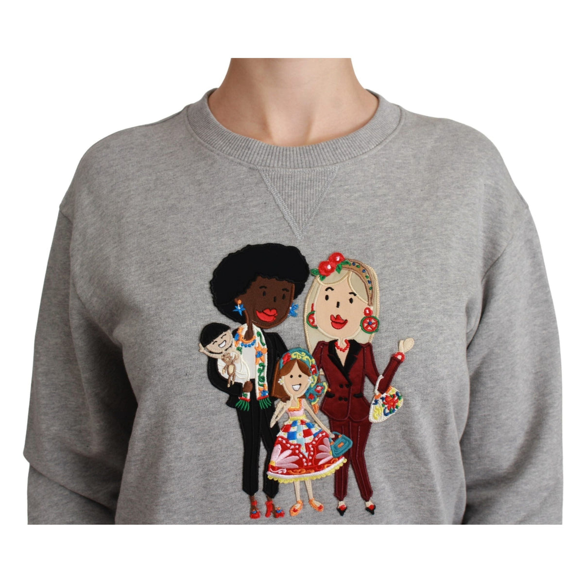 Dolce & Gabbana Gray #dgfamily Cotton Pullover Sweater