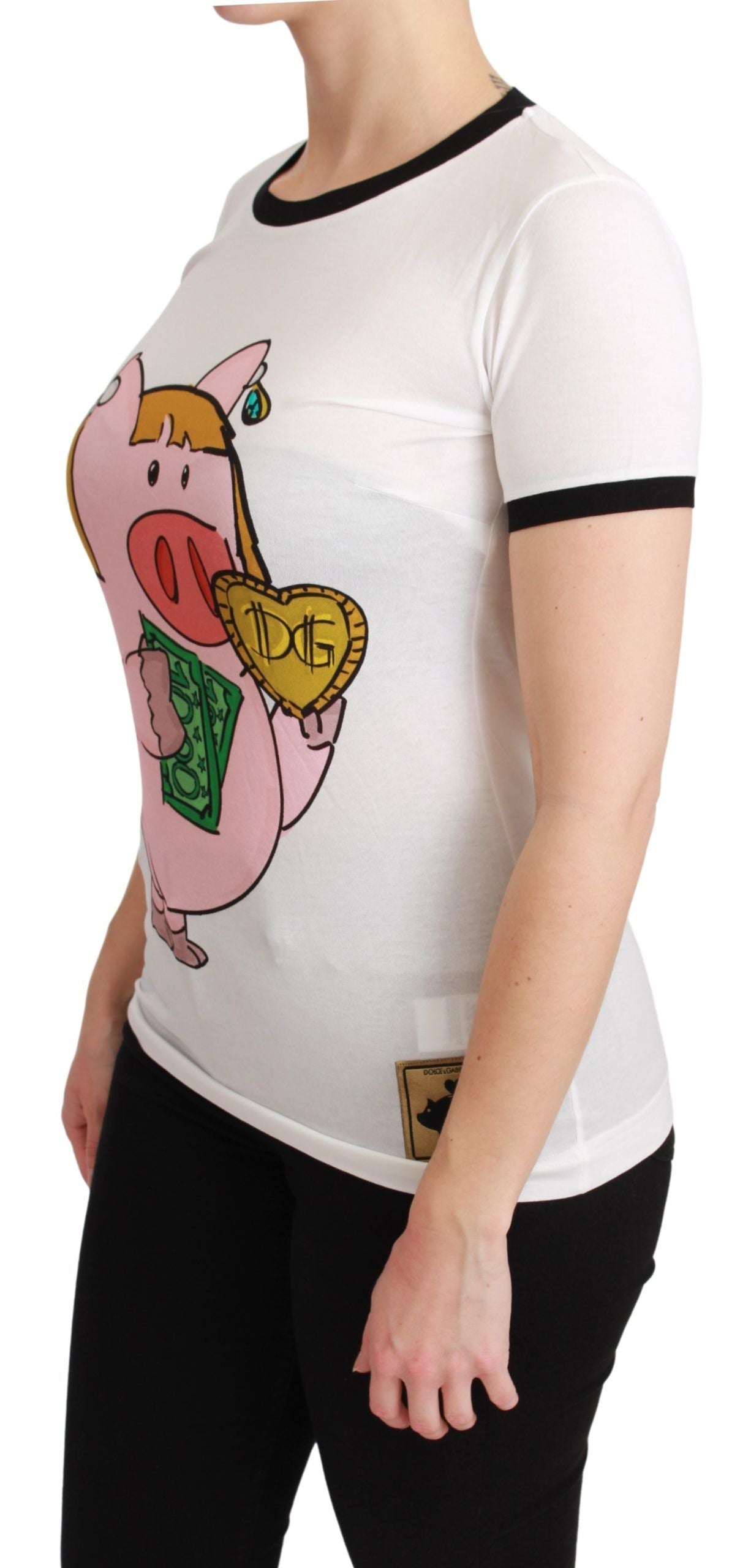 Dolce & Gabbana White YEAR OF THE PIG Top Cotton T-shirt Dolce & Gabbana