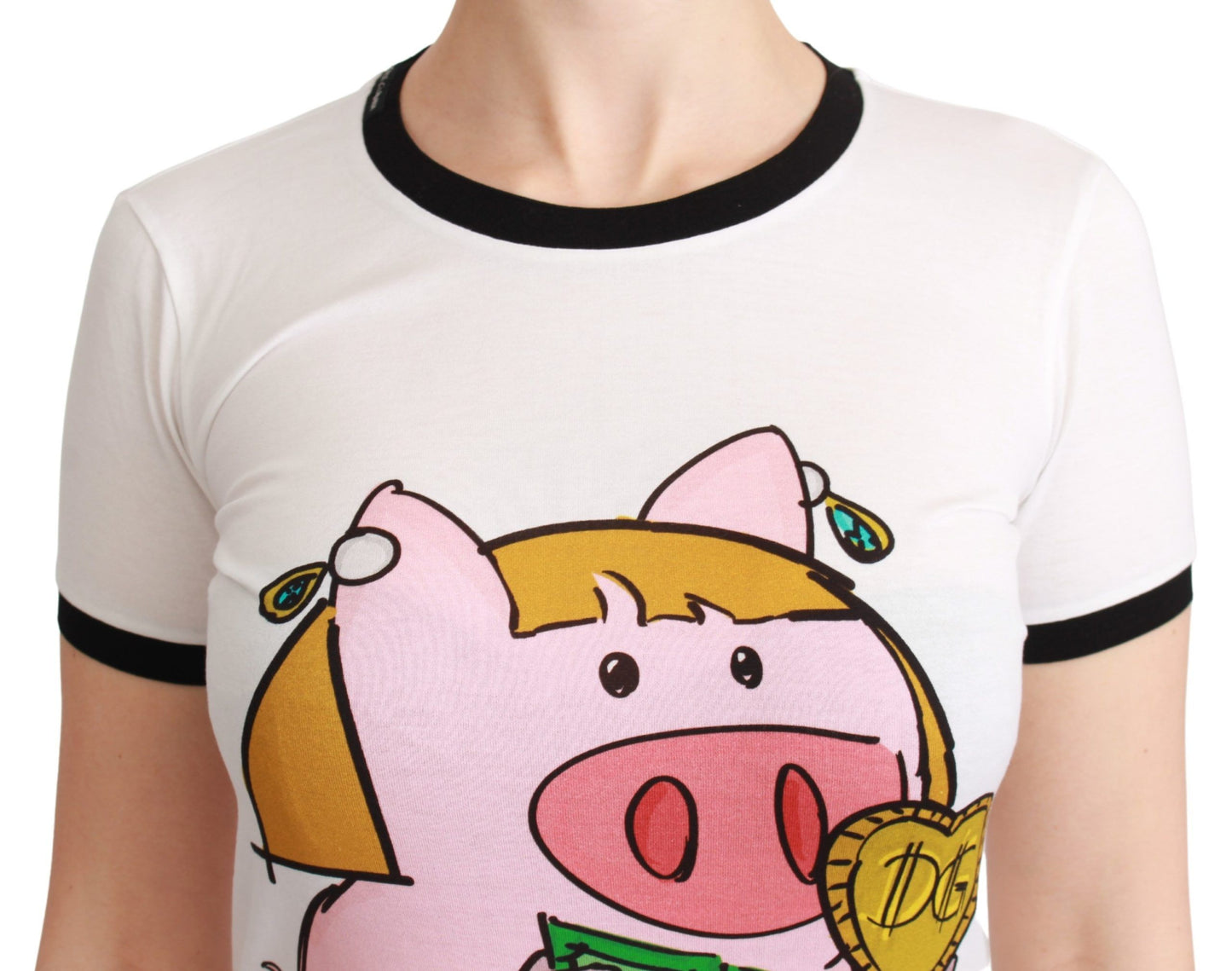 Dolce & Gabbana White YEAR OF THE PIG Top Cotton T-shirt Dolce & Gabbana