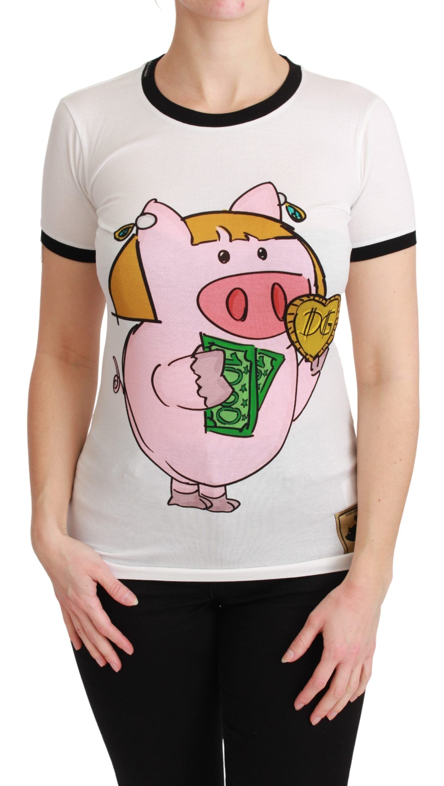 Dolce & Gabbana White YEAR OF THE PIG Top Cotton T-shirt Dolce & Gabbana