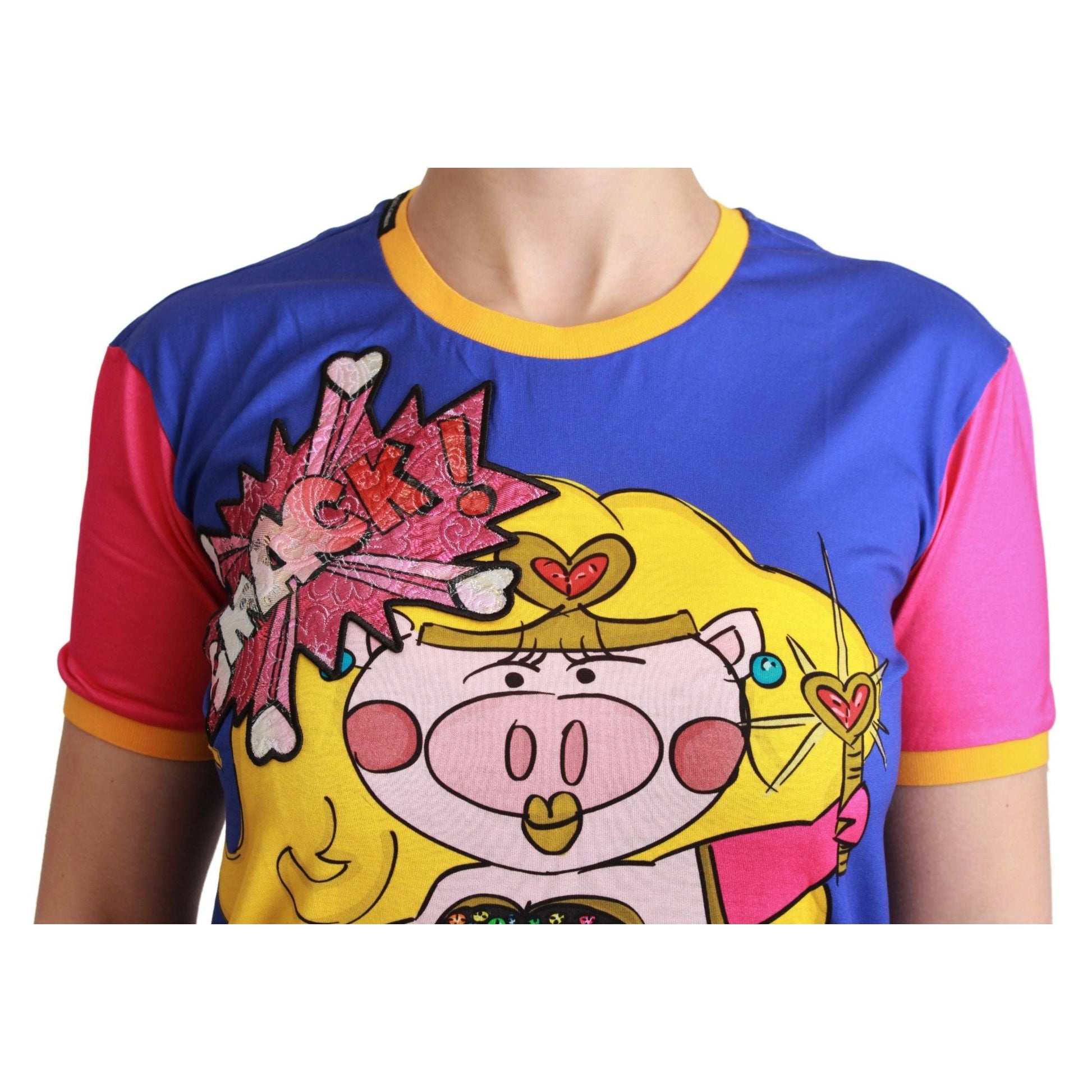 Dolce & Gabbana Purple PIG SUPERGIRL Top Cotton T-shirt