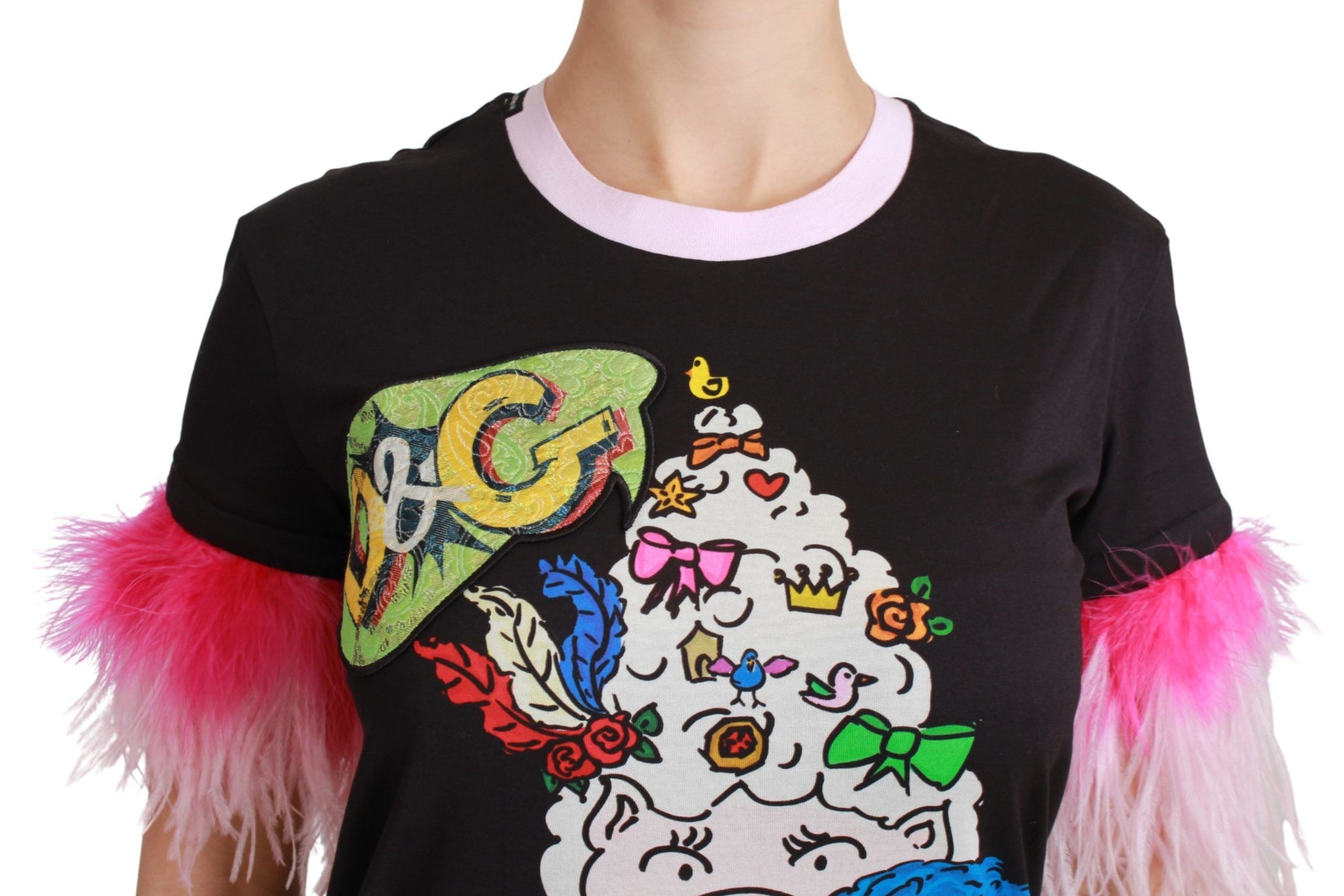 Dolce & Gabbana Black YEAR OF THE PIG Top Cotton T-shirt Dolce & Gabbana