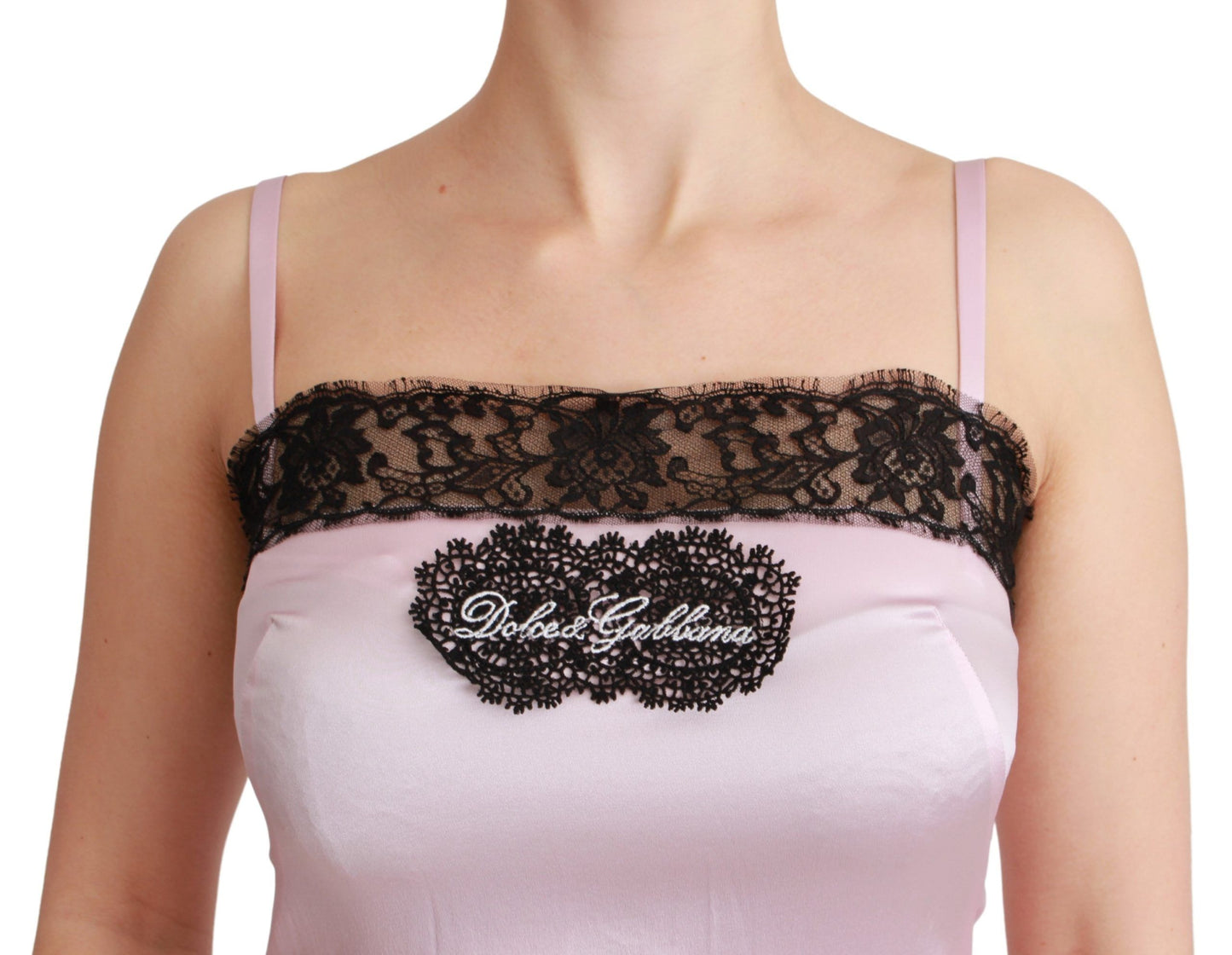 Dolce & Gabbana Silk Black Lace Top Pink Tank Blouse Dolce & Gabbana