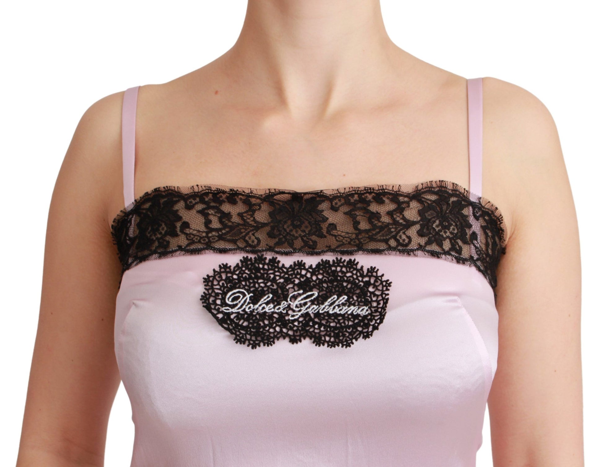 Dolce & Gabbana Silk Black Lace Top Pink Tank Blouse Dolce & Gabbana