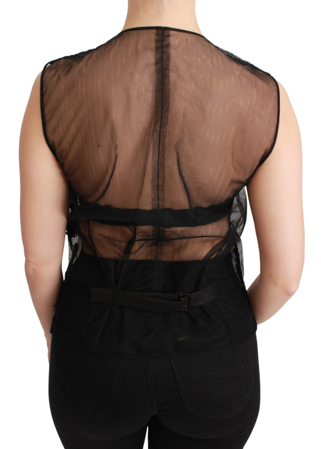 Dolce & Gabbana black floral brocade top gilet waistcoat with intricate floral patterns and tailored fit.