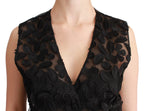 Dolce & Gabbana black floral brocade top gilet waistcoat with intricate floral pattern and tailored fit.