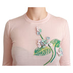 Dolce & Gabbana Pink Floral Silk Cashmere Pullover Sweater
