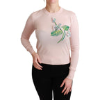 Dolce & Gabbana Pink Floral Silk Cashmere Pullover Sweater