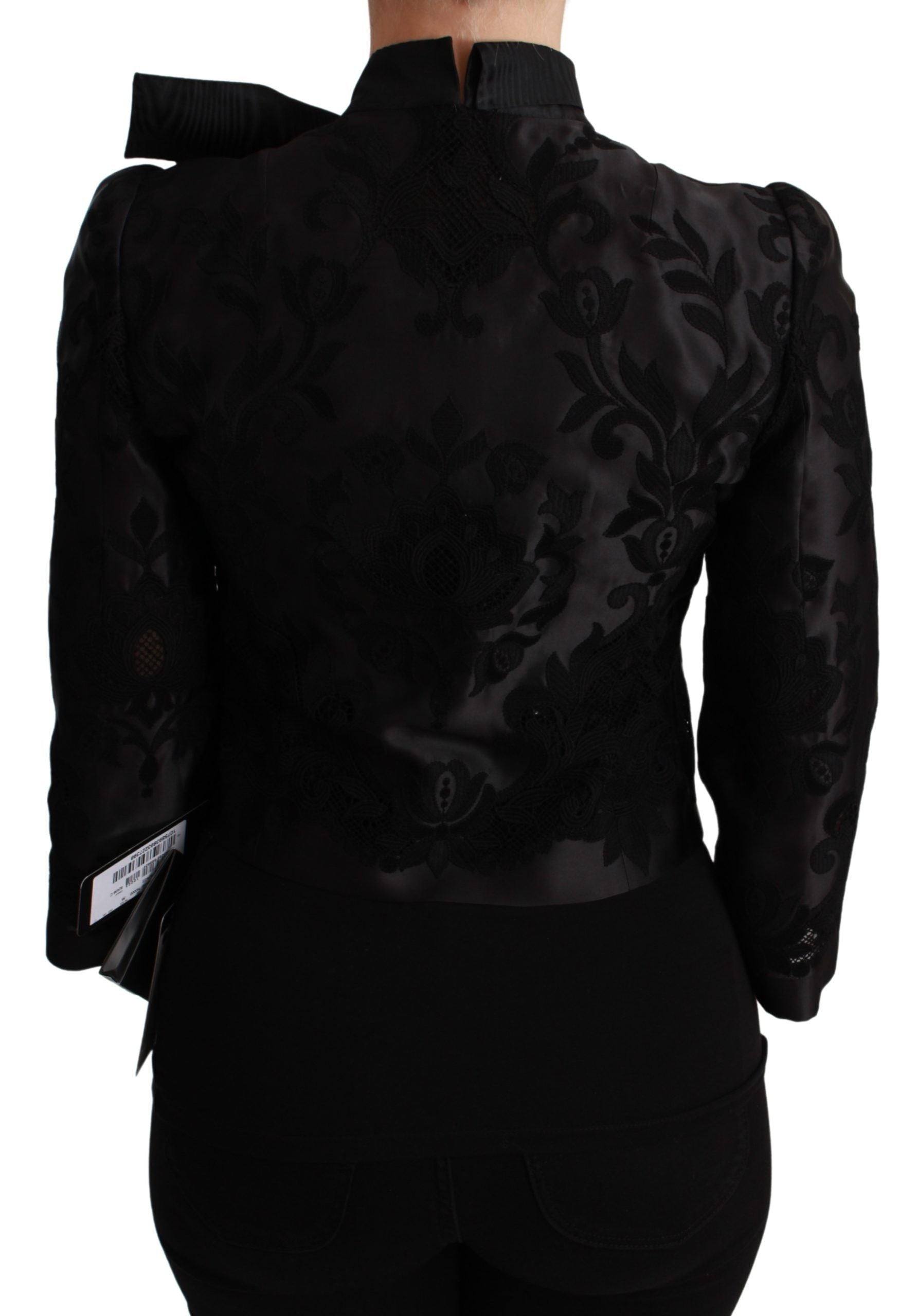 Dolce & Gabbana Black Floral Jacquard Blazer Silk Jacket Dolce & Gabbana