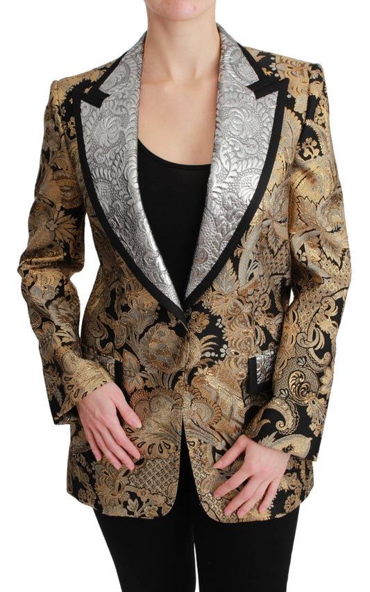 Dolce & Gabbana Black Gold Jacquard Blazer Jacket Dolce & Gabbana