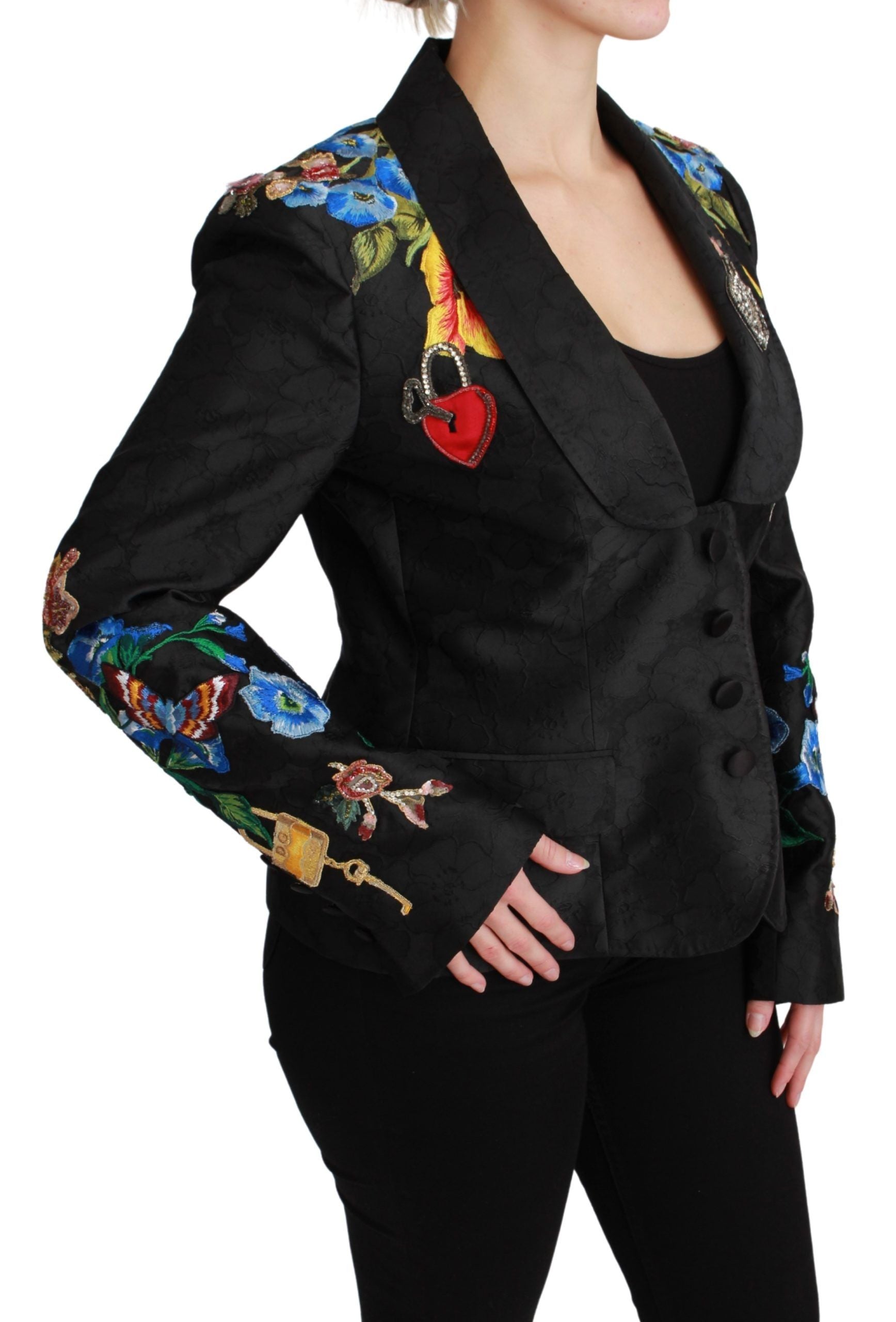 Dolce & Gabbana Black Brocade Crystal Blazer Jacket Dolce & Gabbana
