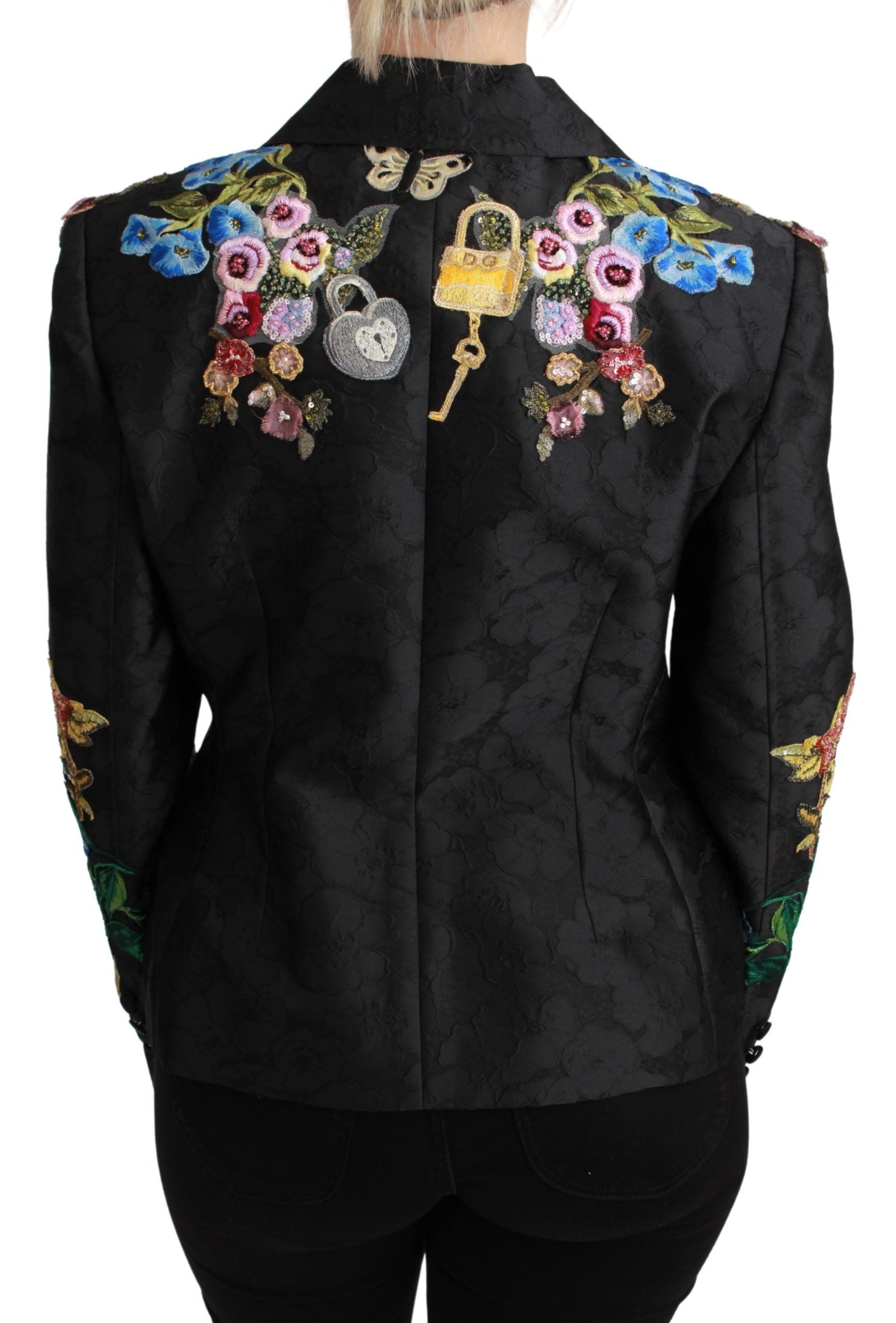 Dolce & Gabbana Black Brocade Crystal Blazer Jacket Dolce & Gabbana