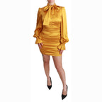 Dolce & Gabbana Yellow Silk Stretch Sheath Bodycon Mini Dress