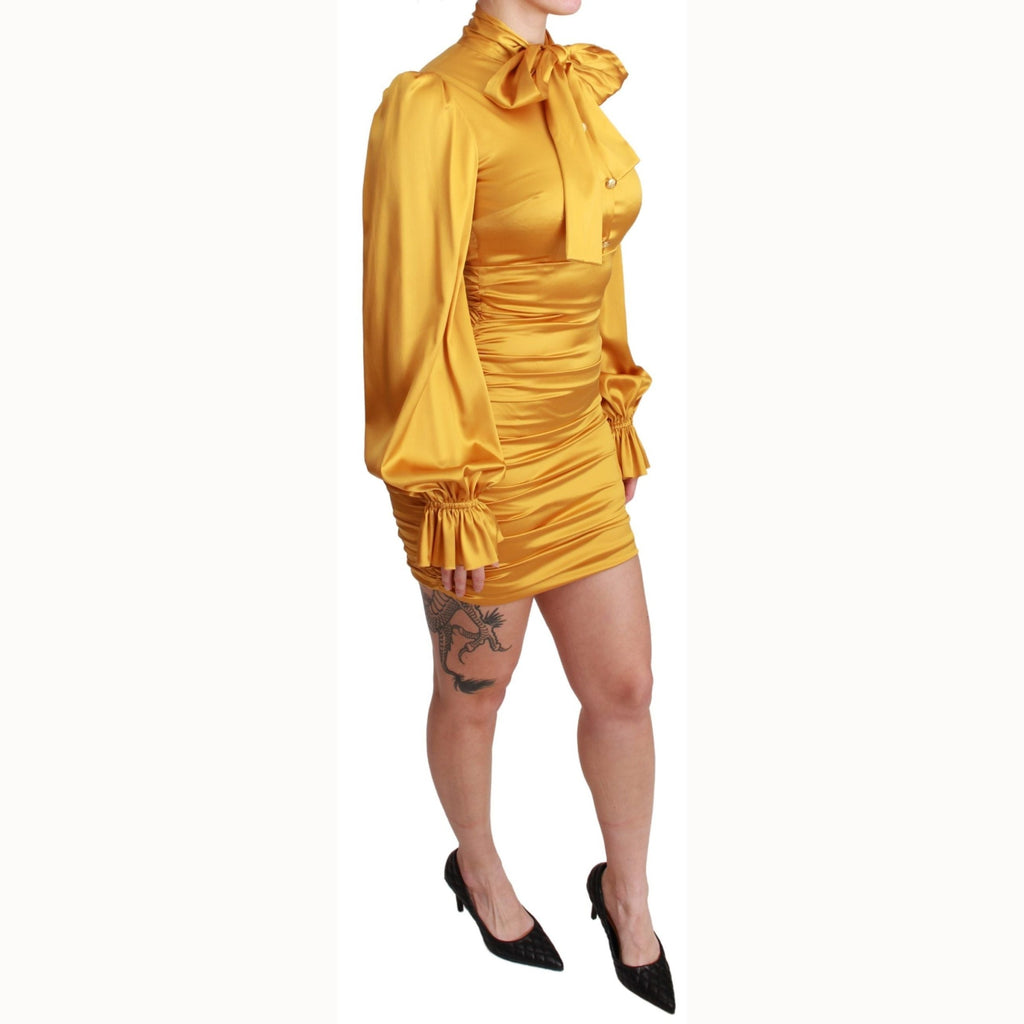Dolce & Gabbana Yellow Silk Stretch Sheath Bodycon Mini Dress