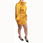 Dolce & Gabbana Yellow Silk Stretch Sheath Bodycon Mini Dress