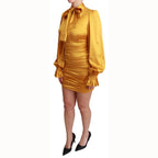 Dolce & Gabbana Yellow Silk Stretch Sheath Bodycon Mini Dress