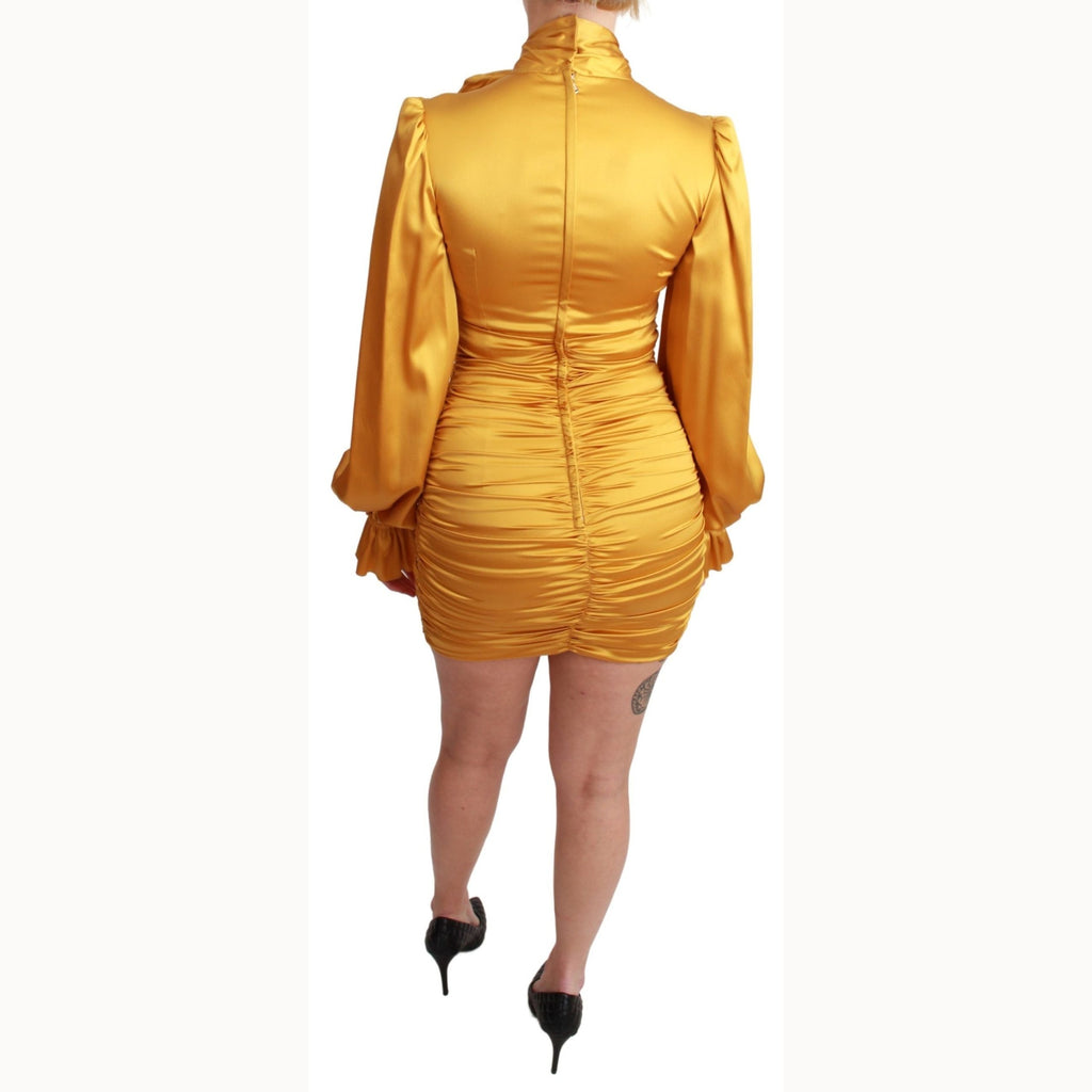 Dolce & Gabbana Yellow Silk Stretch Sheath Bodycon Mini Dress