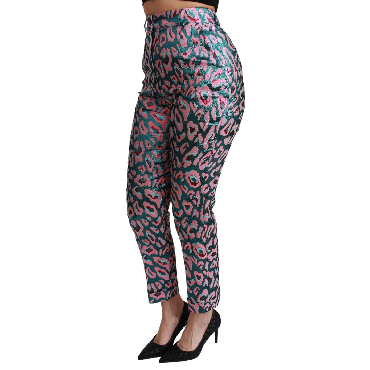 Dolce & Gabbana Multicolor Patterned Cropped High Waist Pants