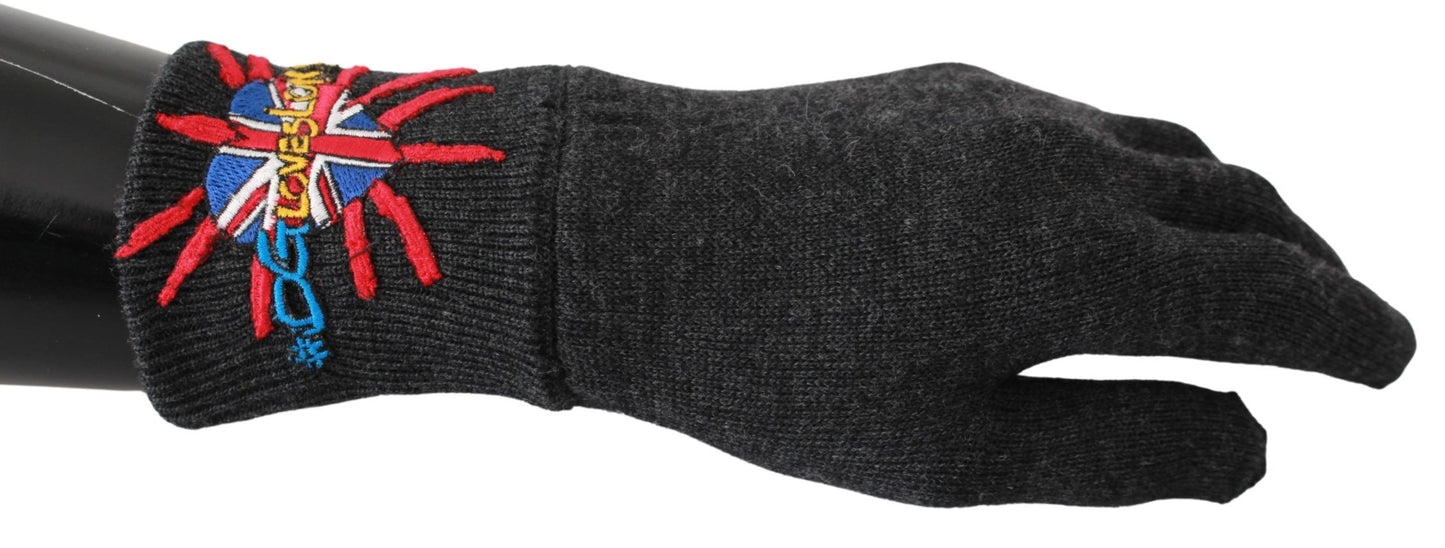 Dolce & Gabbana Gray #DGLovesLondon Embroidered Wool Gloves Dolce & Gabbana