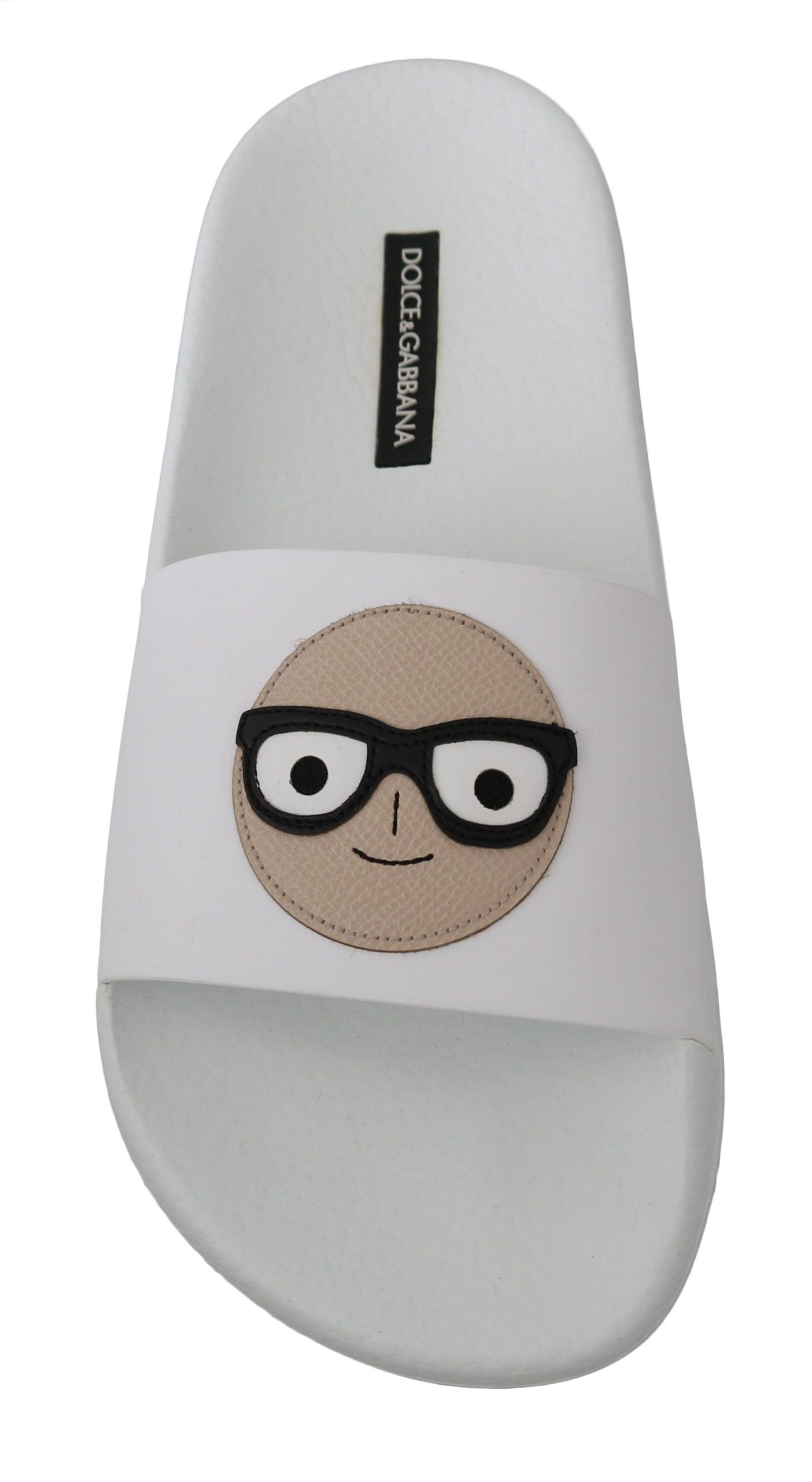 Dolce & Gabbana White Leather #dgfamily Slides Shoes Sandals Dolce & Gabbana