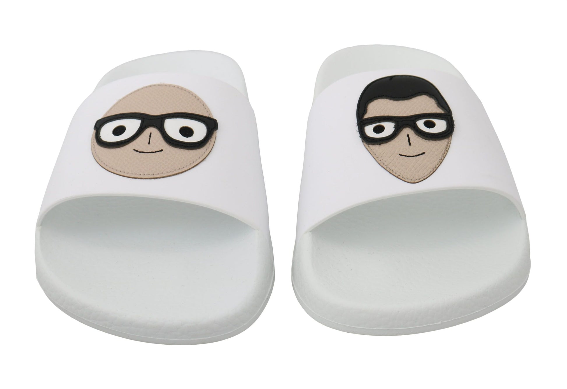 Dolce & Gabbana White Leather #dgfamily Slides Shoes Sandals Dolce & Gabbana