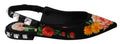 Dolce & Gabbana Black Floral Crystal Slingbacks Flats Shoes - Eljoys Fashion 