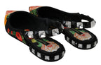 Dolce & Gabbana Black Floral Crystal Slingbacks Flats Shoes - Eljoys Fashion 