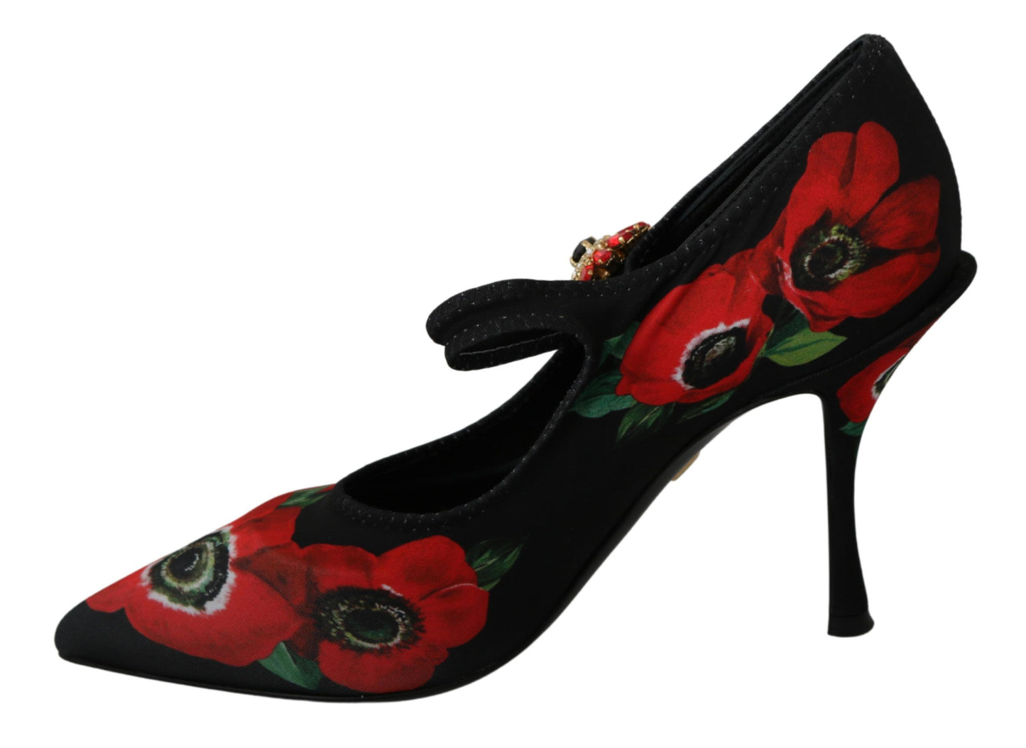Dolce & Gabbana Black Red Floral Mary Janes Pumps Shoes Dolce & Gabbana