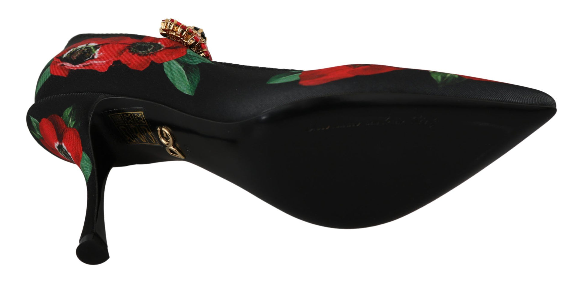 Dolce & Gabbana Black Red Floral Mary Janes Pumps Shoes Dolce & Gabbana