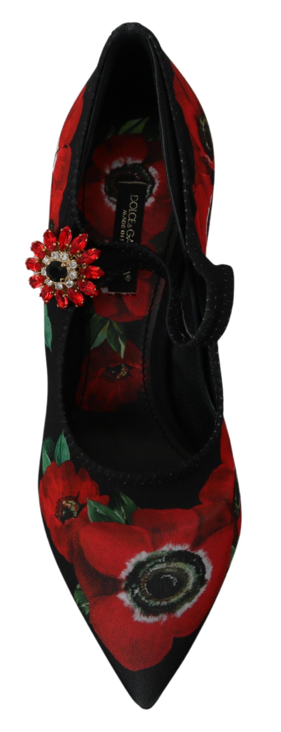 Dolce & Gabbana Black Red Floral Mary Janes Pumps Shoes Dolce & Gabbana