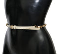 Dolce & Gabbana White Leather Crystals Waist Belt - Eljoys Fashion 