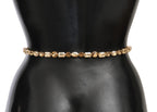 Dolce & Gabbana White Leather Crystals Waist Belt - Eljoys Fashion 