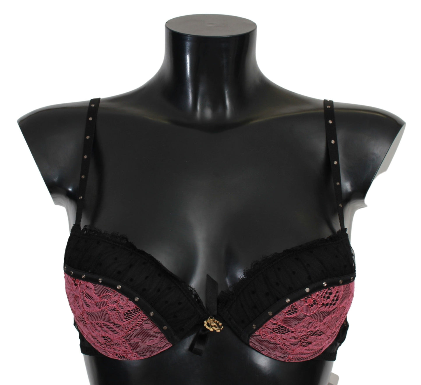 Roberto Cavalli Black Pink Lace Push Up Bra Underwear Roberto Cavalli