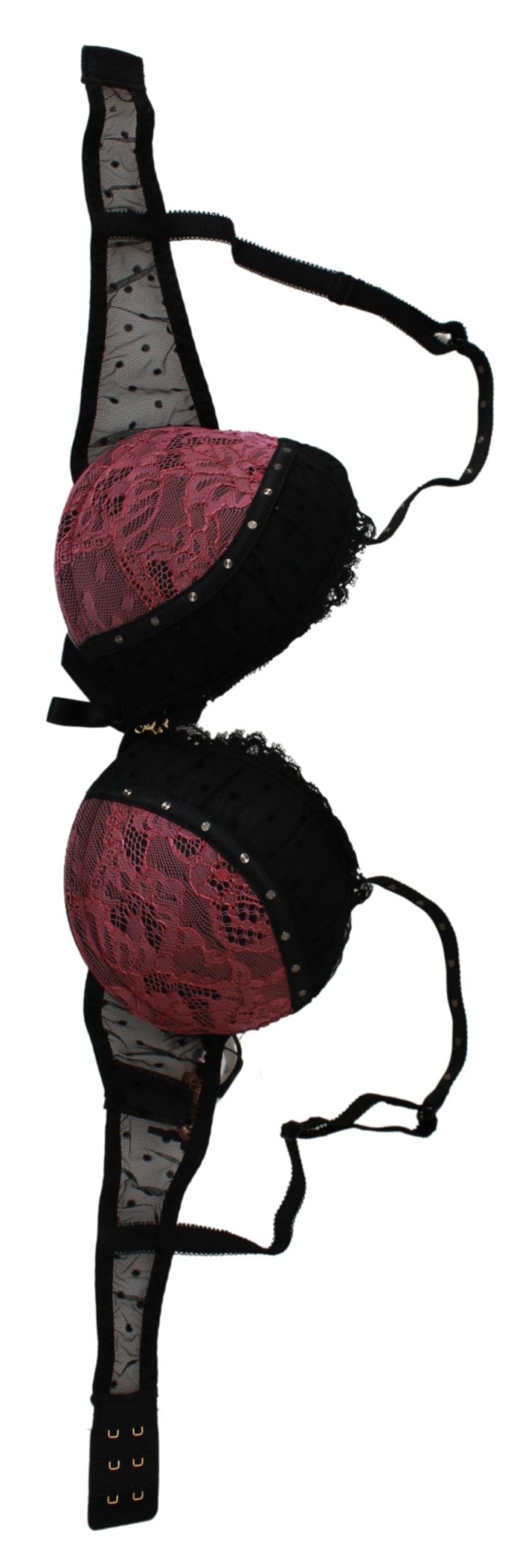 Roberto Cavalli Black Pink Lace Push Up Bra Underwear Roberto Cavalli