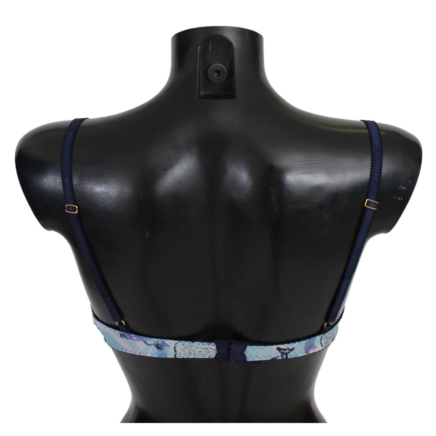Roberto Cavalli Blue Printed Nylon Reggiseno Bra Underwear Roberto Cavalli