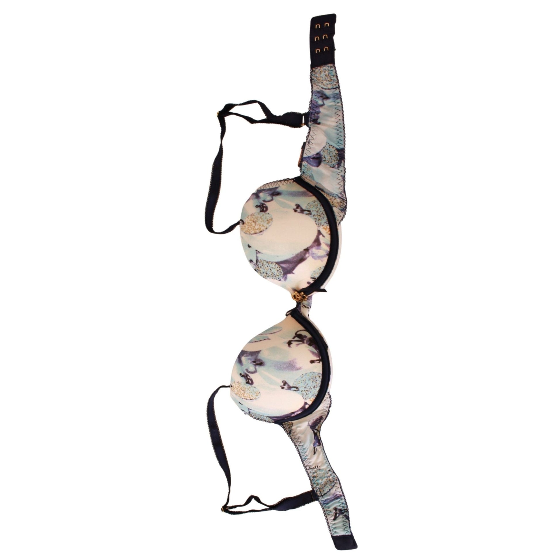 Roberto Cavalli Blue Printed Nylon Reggiseno Bra Underwear Roberto Cavalli