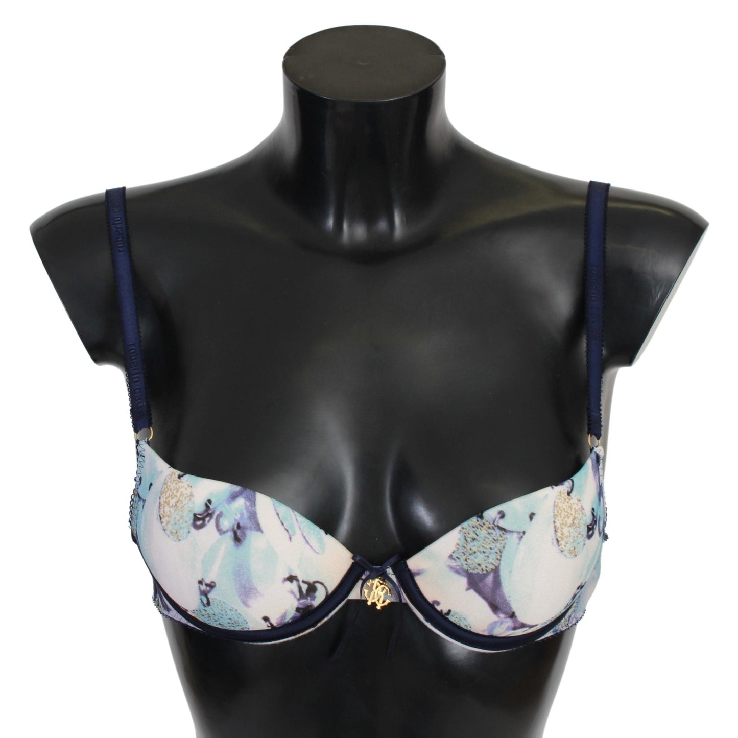 Roberto Cavalli Blue Printed Nylon Reggiseno Bra Underwear Roberto Cavalli