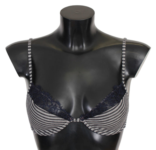 Ermanno Scervino Blue Stripes Lace Reggiseno Bra Underwear Ermanno Scervino